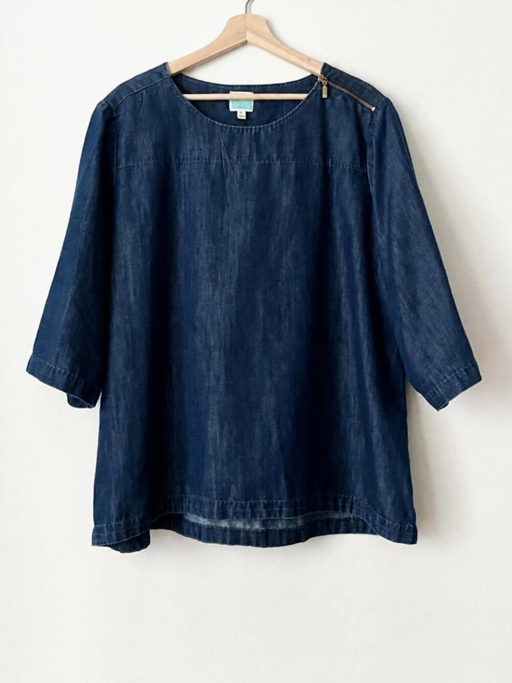 Martha Stewart Everyday Women's Ava Chambray Top Blouse XXL Minimalist Lagenlook